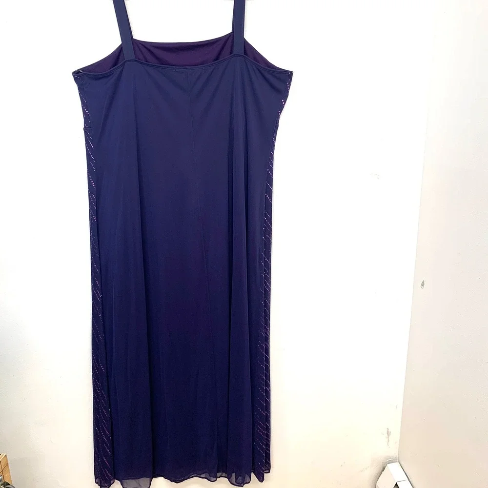 California Concepts Purple Glitter Maxi Dress Plus Size 24 Y2K Evening Gown USA